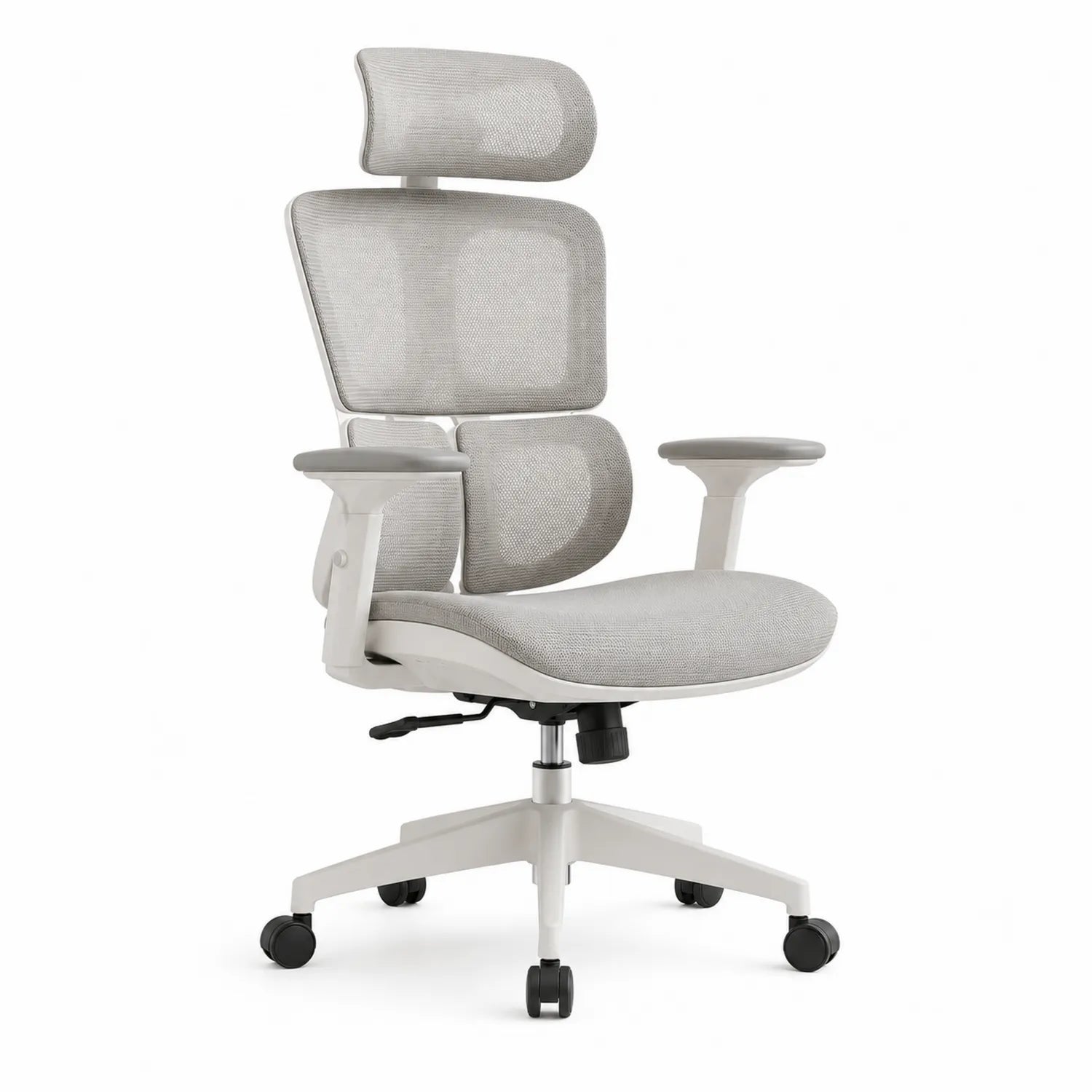 Chaise de bureau ergonomique en tissu polyester avec accoudoirs ajustables