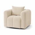 Fauteuil en velours côtelé beige avec coussin amovible 90x85x75 cm