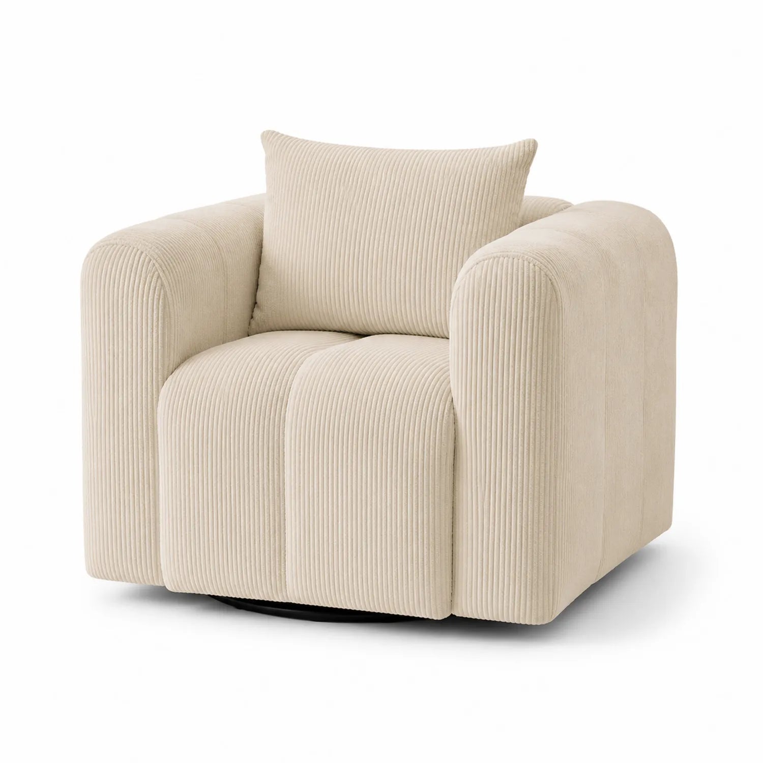 Fauteuil en velours côtelé beige avec coussin amovible 90x85x75 cm
