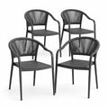 Set de 4 chaises en aluminium et corde noir