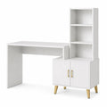 Bureau en bois avec étagères et armoire de rangement blanc