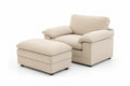 Fauteuil en tissu polyester avec repose-pieds beige