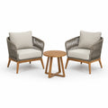 Ensemble de Mobilier d'Extérieur en Bois et Corde avec Coussins Beiges