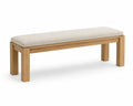 Banc en bois avec assise en polyester beige 120x35x45 cm
