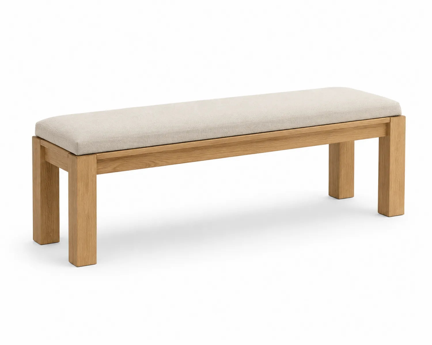 Banc en bois avec assise en polyester beige 120x35x45 cm