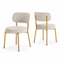 Chaise en tissu beige avec pieds en métal doré, Lot de 2