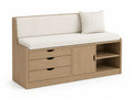 Banc de rangement en bois avec coussin en polyester beige