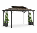 Pavillon en aluminium avec toit en polycarbonate et jardinières 300cm x 400cm
