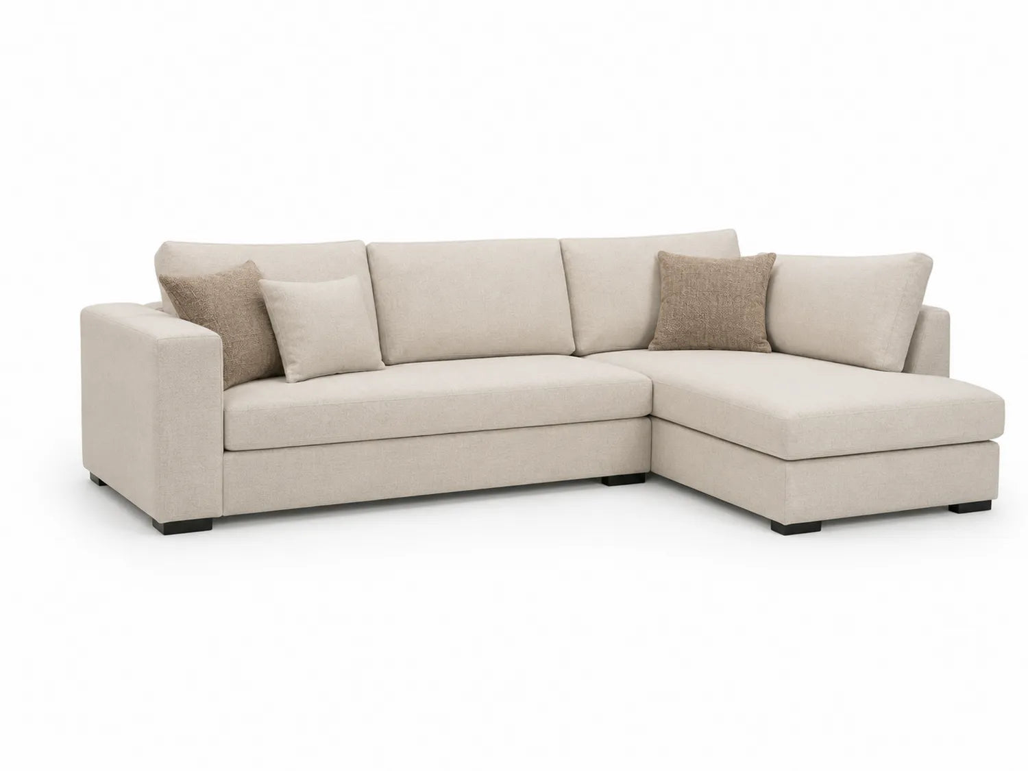 Canapé d'angle en tissu Beige avec ottomane réversible