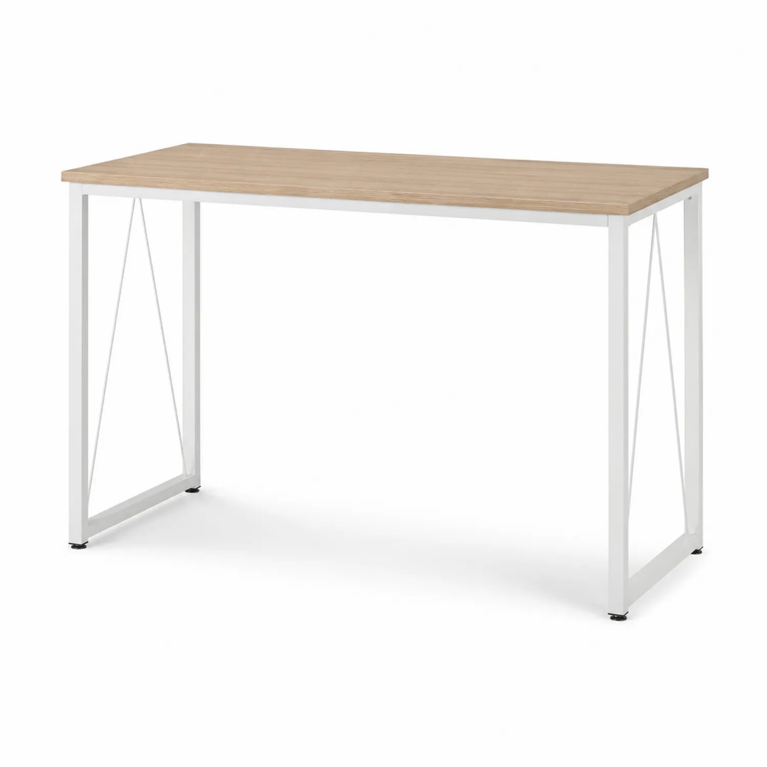 Bureau rectangulaire bois métal blanc 120x60x75 cm