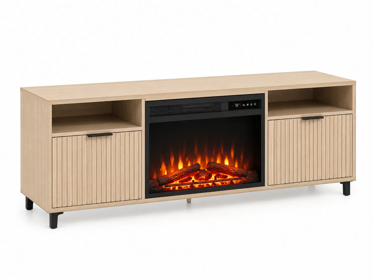 Meuble TV avec cheminée électrique MDF Beige 152x40x61 cm