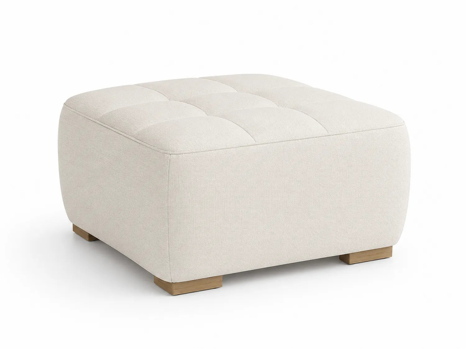 Repose-pieds en bois et tissu beige 80x80x45 cm