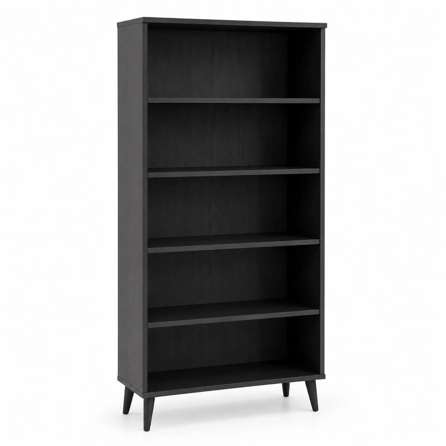 Bibliothèque en Bois Noir avec 5 Étagères
