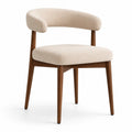 Chaise en bois et tissu beige avec dossier incurvé 78cm