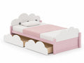 Lit pour enfant en bois MDF avec tiroirs nuage Blanc/Rose 140x70 cm