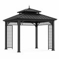 Pavillon en aluminium noir avec toit en acier