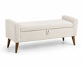 Banc de rangement en bois avec tissu crème