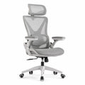 Chaise de bureau en maille avec accoudoirs réglables et appui-tête gris