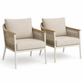 Lot de 2 fauteuils d'extérieur en aluminium et tissu beige