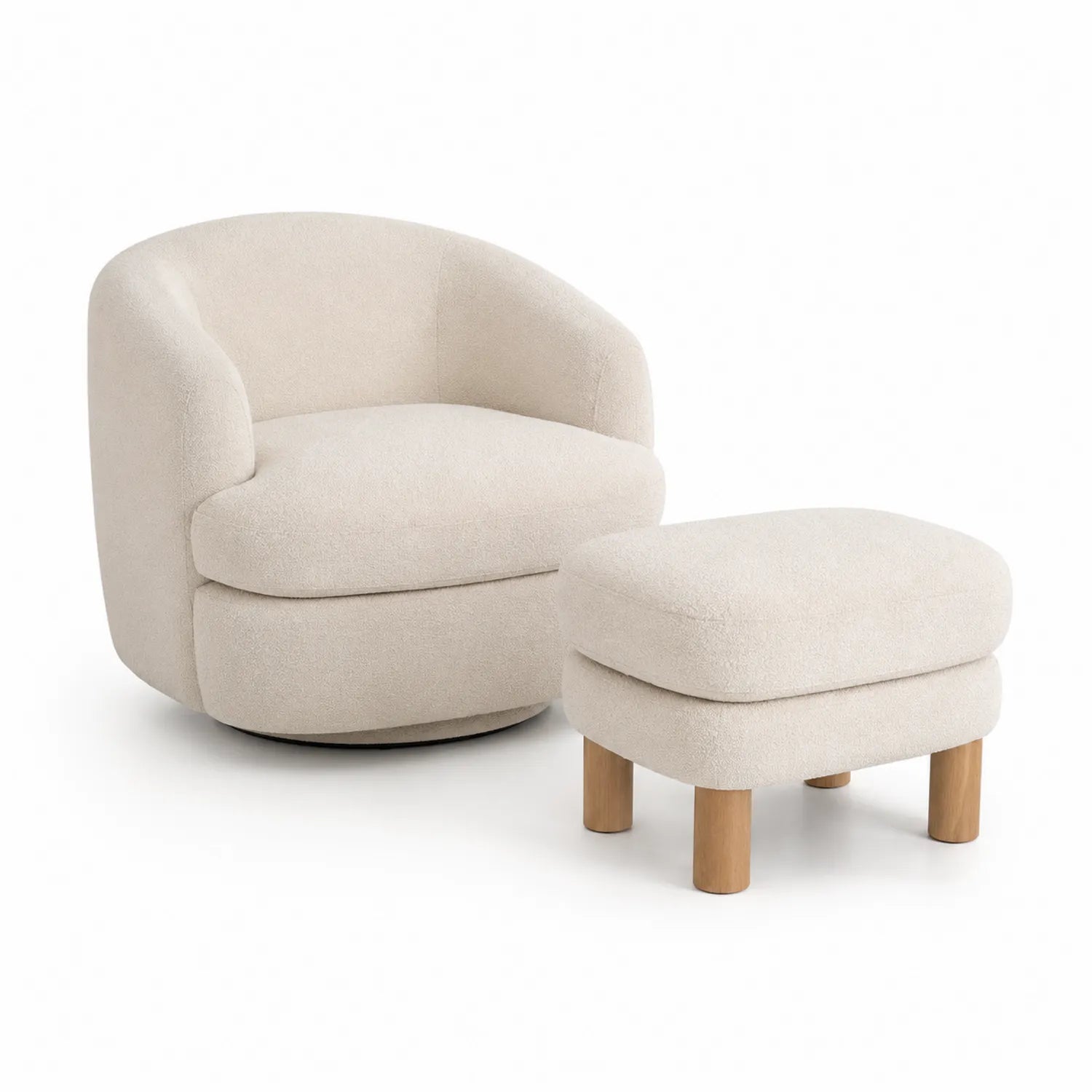 Fauteuil pivotant en tissu avec repose-pieds