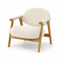 Fauteuil en bois massif et tissu bouclé blanc