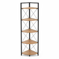 Étagère d'angle en bois MDF et métal noir 5 niveaux 150cm