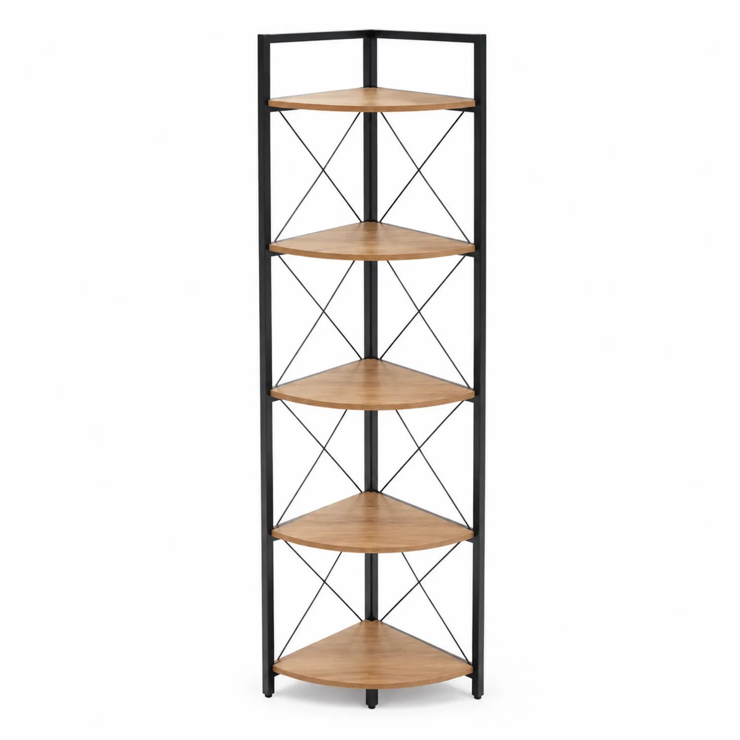 Étagère d'angle en bois MDF et métal noir 5 niveaux 150cm