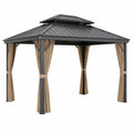 Tonnelle en aluminium avec toit double et rideaux en polyester 300x400 cm