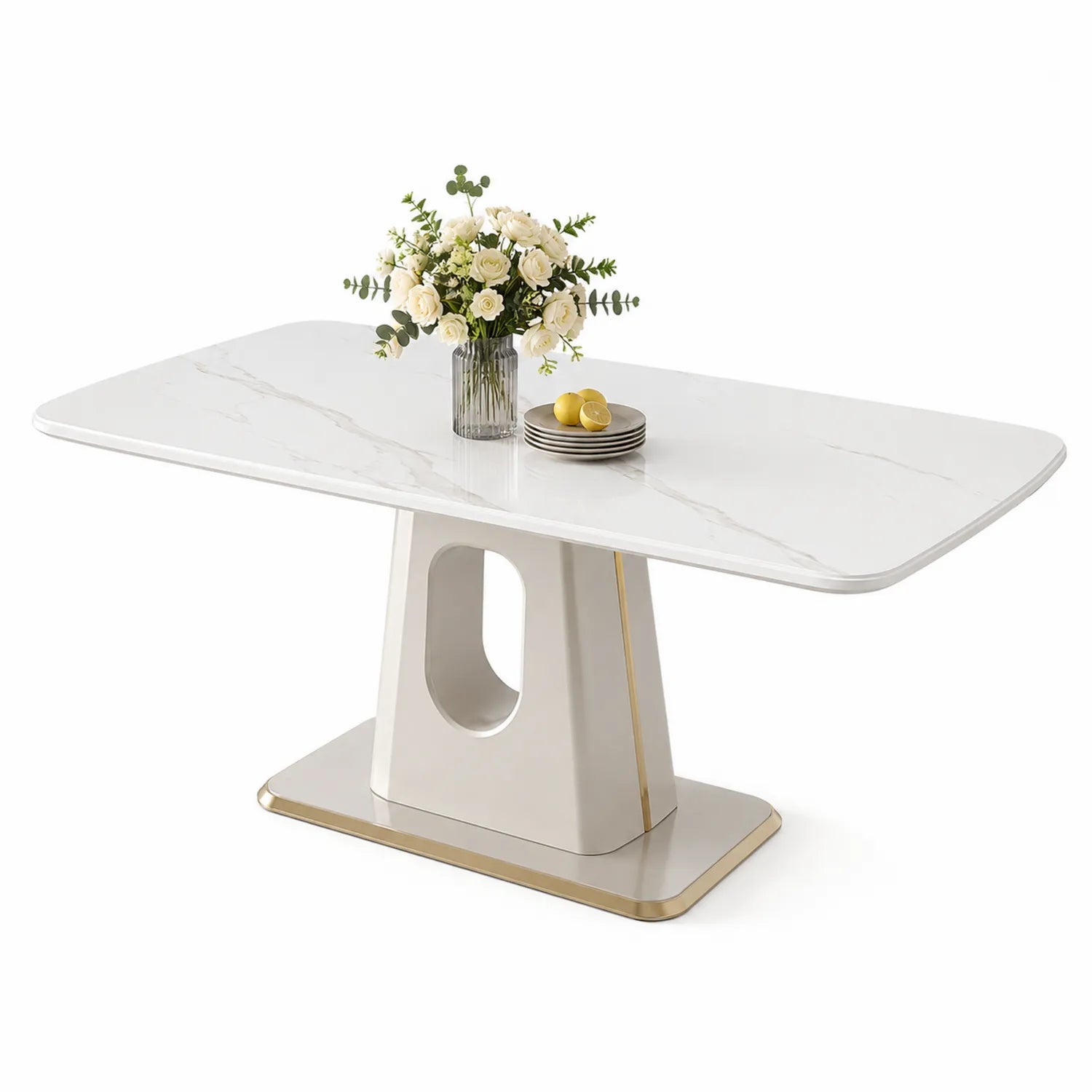 Table à manger rectangle en céramique et métal 180x90x75 cm