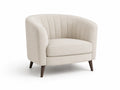 Fauteuil en tissu polyester beige avec pieds en bois