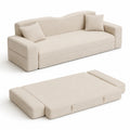 Canapé-lit en tissu beige avec coussins, 200x90x85 cm