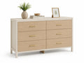 Commode en bois avec 6 tiroirs et poignées en métal doré