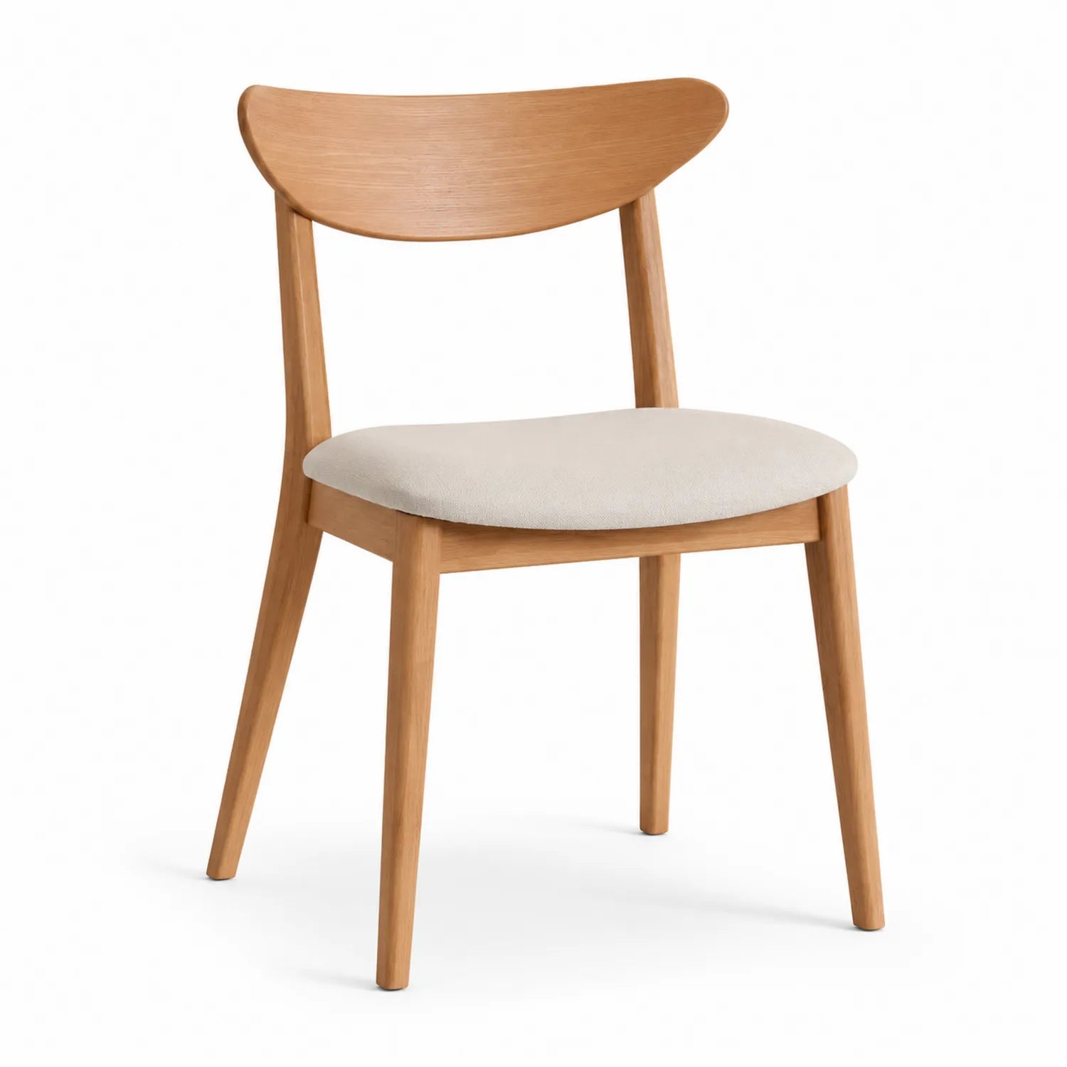 Chaise en bois avec assise en tissu Beige