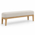Banc rectangulaire en bois de chêne et tissu beige 140 cm