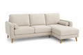 Canapé d'angle en tissu polyester beige avec méridienne droite