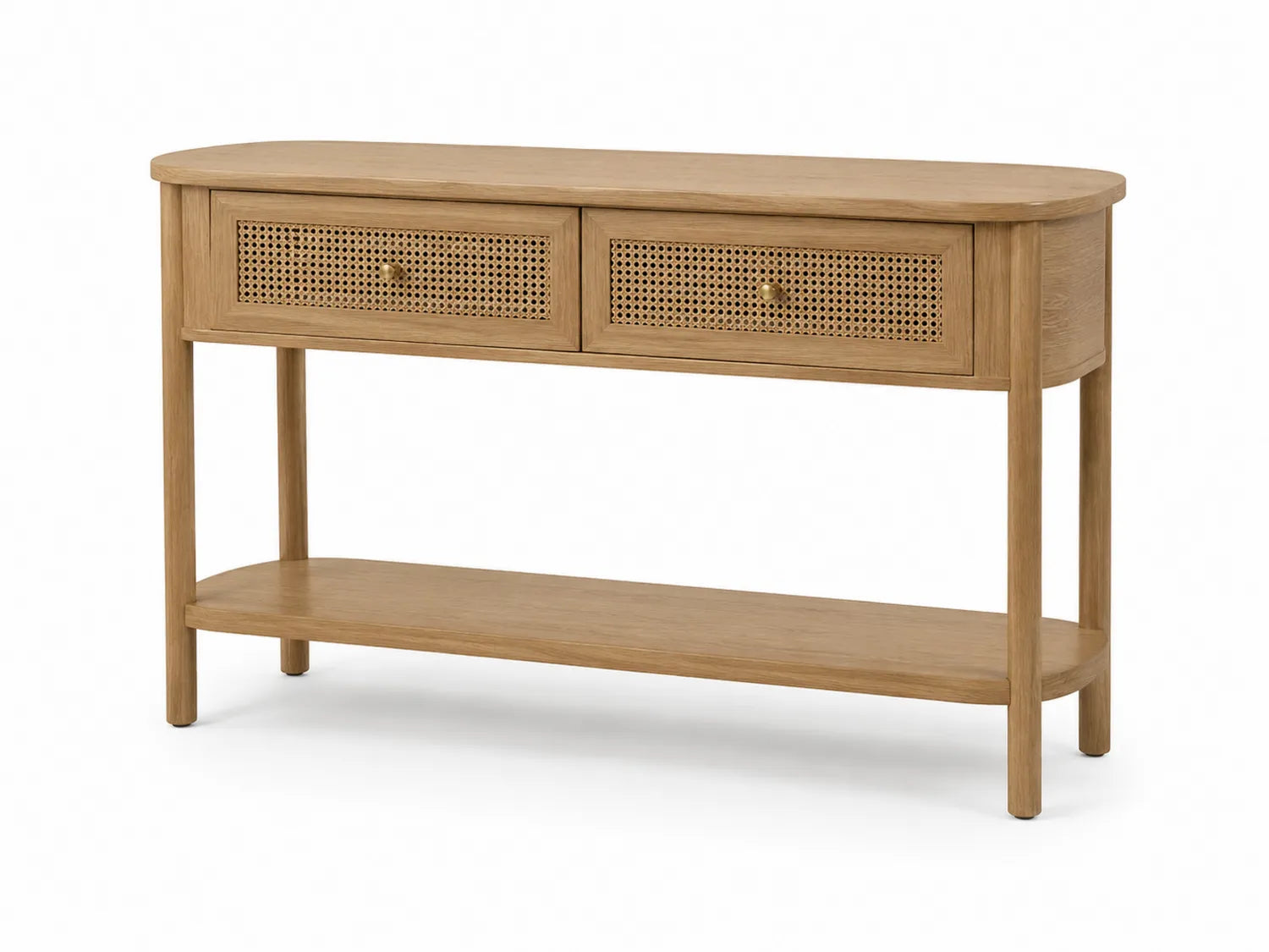 Console en bois avec tiroirs cannés en rotin 120x30x80 cm