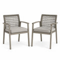 Chaises d'extérieur en aluminium et corde avec coussins gris - Lot de 2