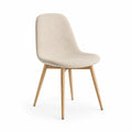 Chaise de salle en bois et tissu polyester Beige, 46x55x86 cm