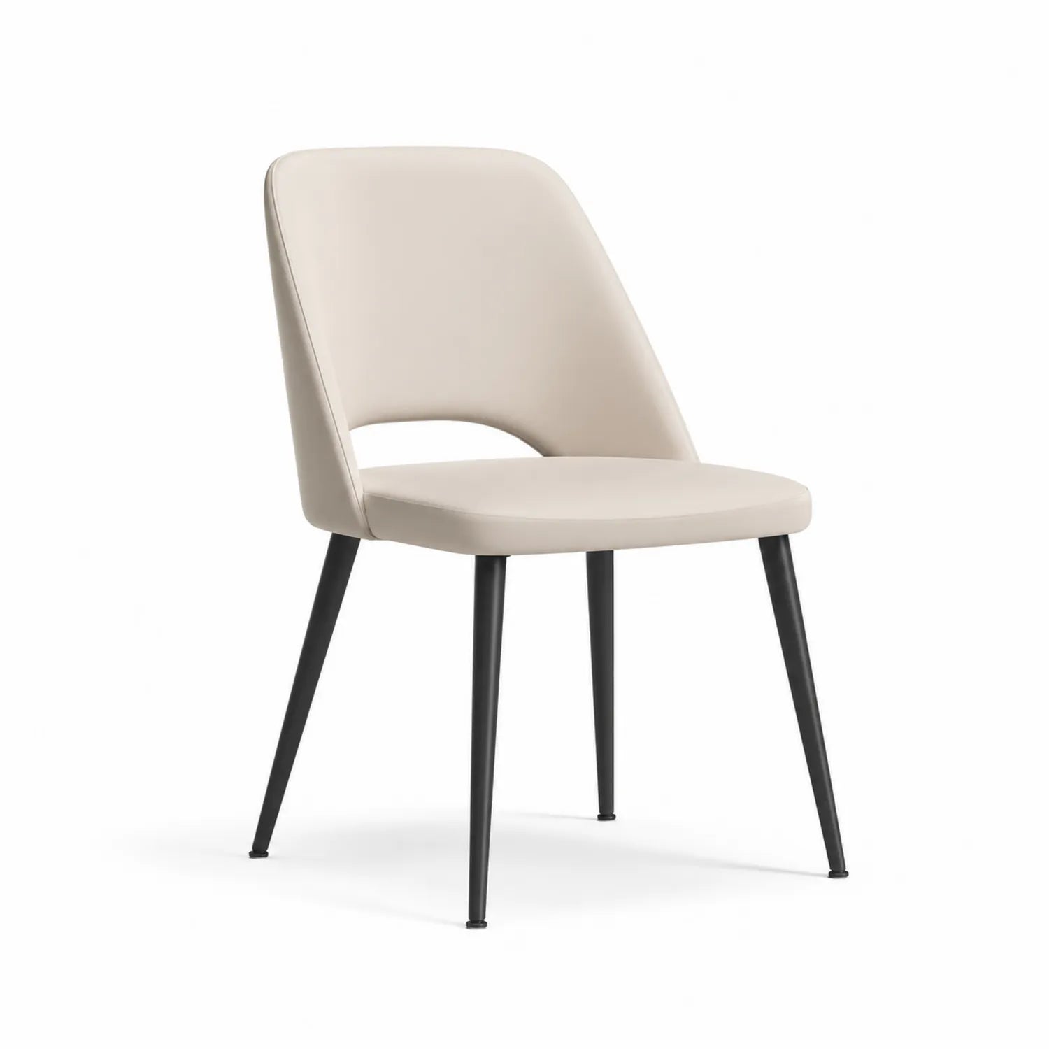 Chaise en cuir PU beige avec pieds en métal noir 45x55x80 cm