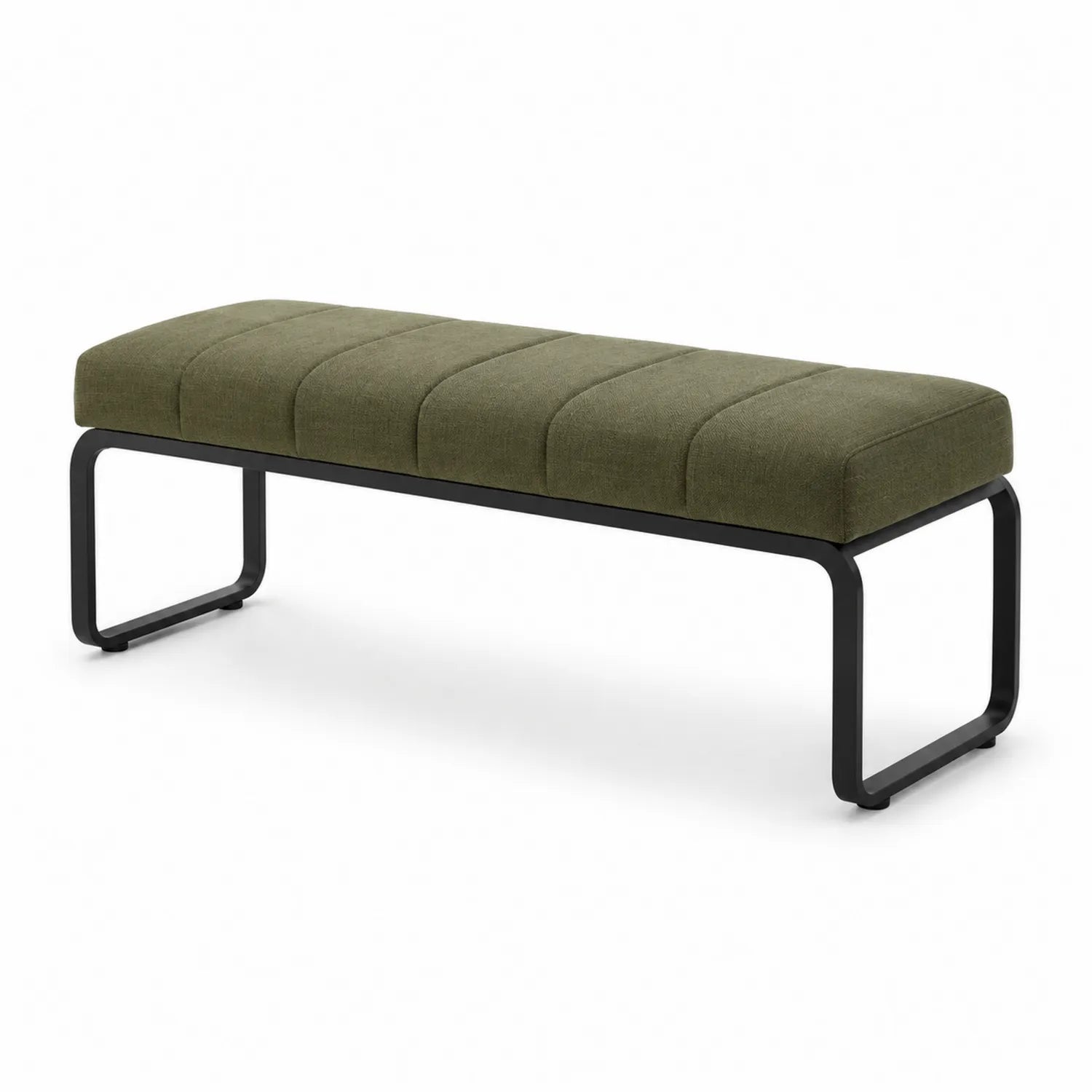 Banc rectangulaire en tissu kaki cadre métal 120cm