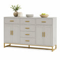 Buffet en bois MDF gris avec pieds en métal doré 150cm