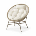 Chaise d'extérieur en métal avec coussin en polyester beige et blanc