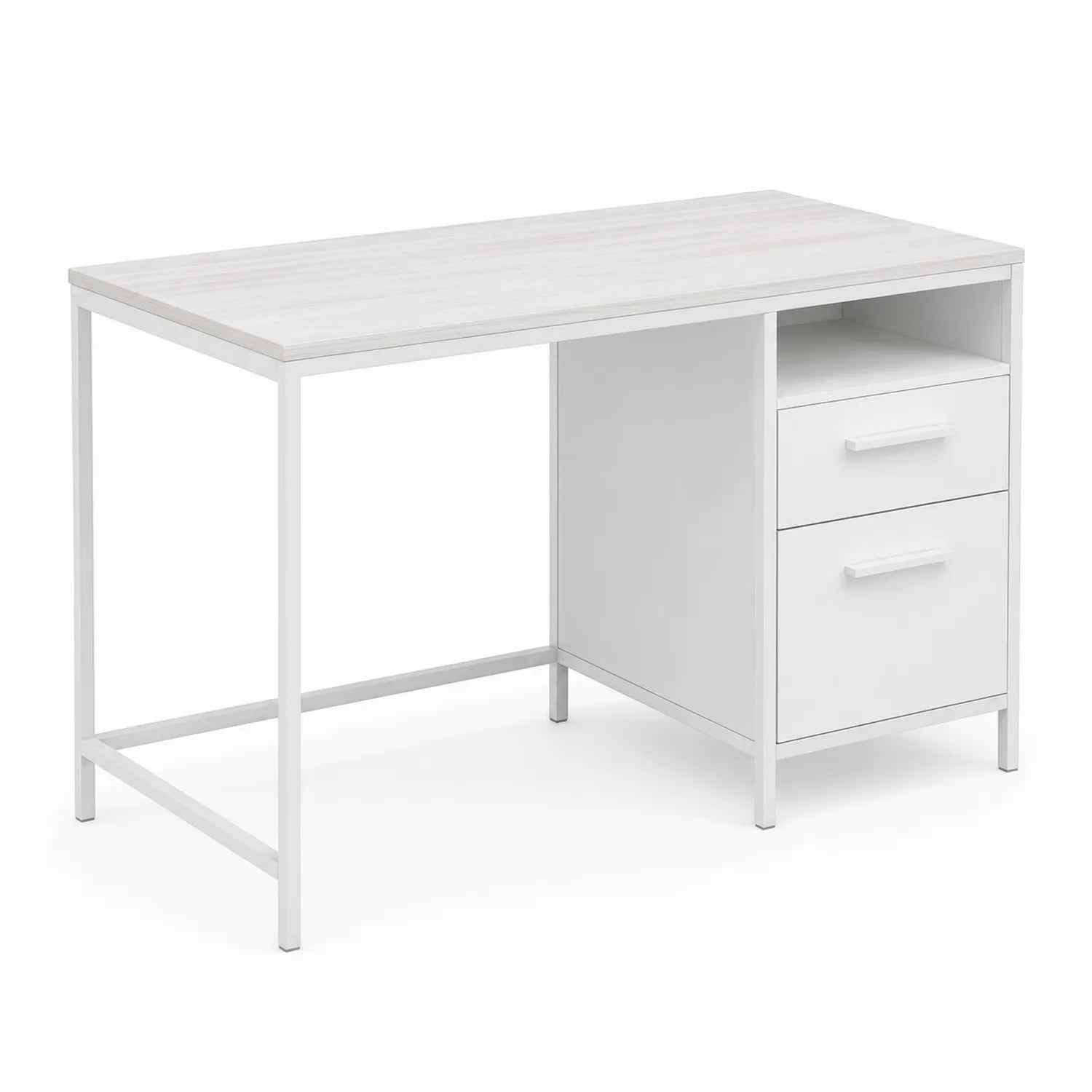 Bureau rectangulaire en métal avec 2 tiroirs blanc 120x60x75 cm