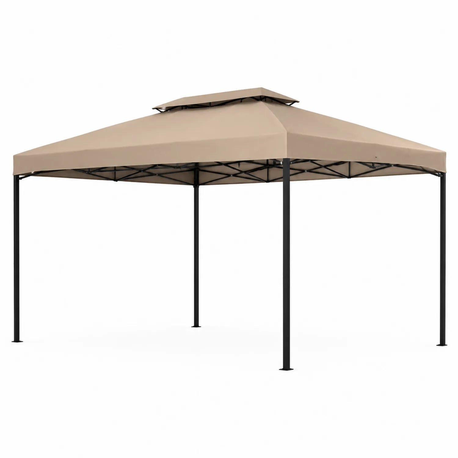 Tonnelle de jardin en acier et polyester Beige 3x3m