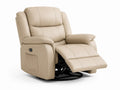 Fauteuil inclinable en cuir synthétique beige avec repose-pieds
