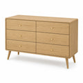 Commode en bois 6 tiroirs chêne doré