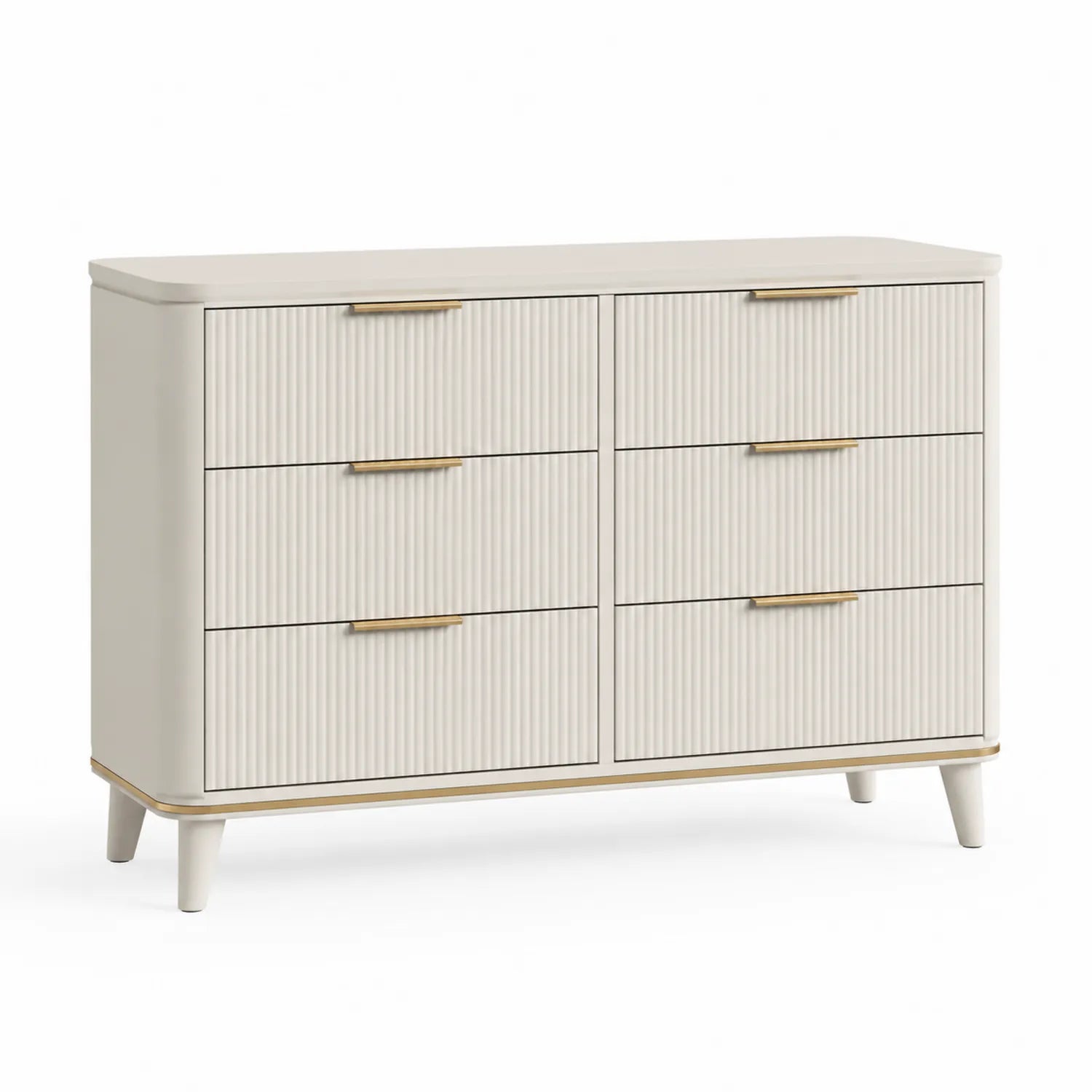 Commode en bois MDF avec 6 tiroirs Blanc