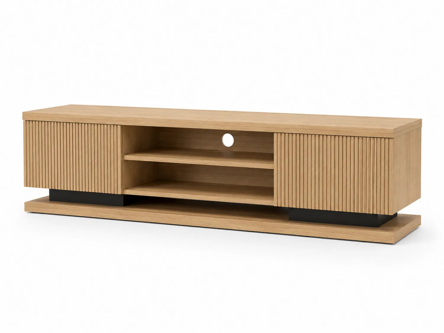 Meuble TV en bois avec étagères intégrées 150 cm