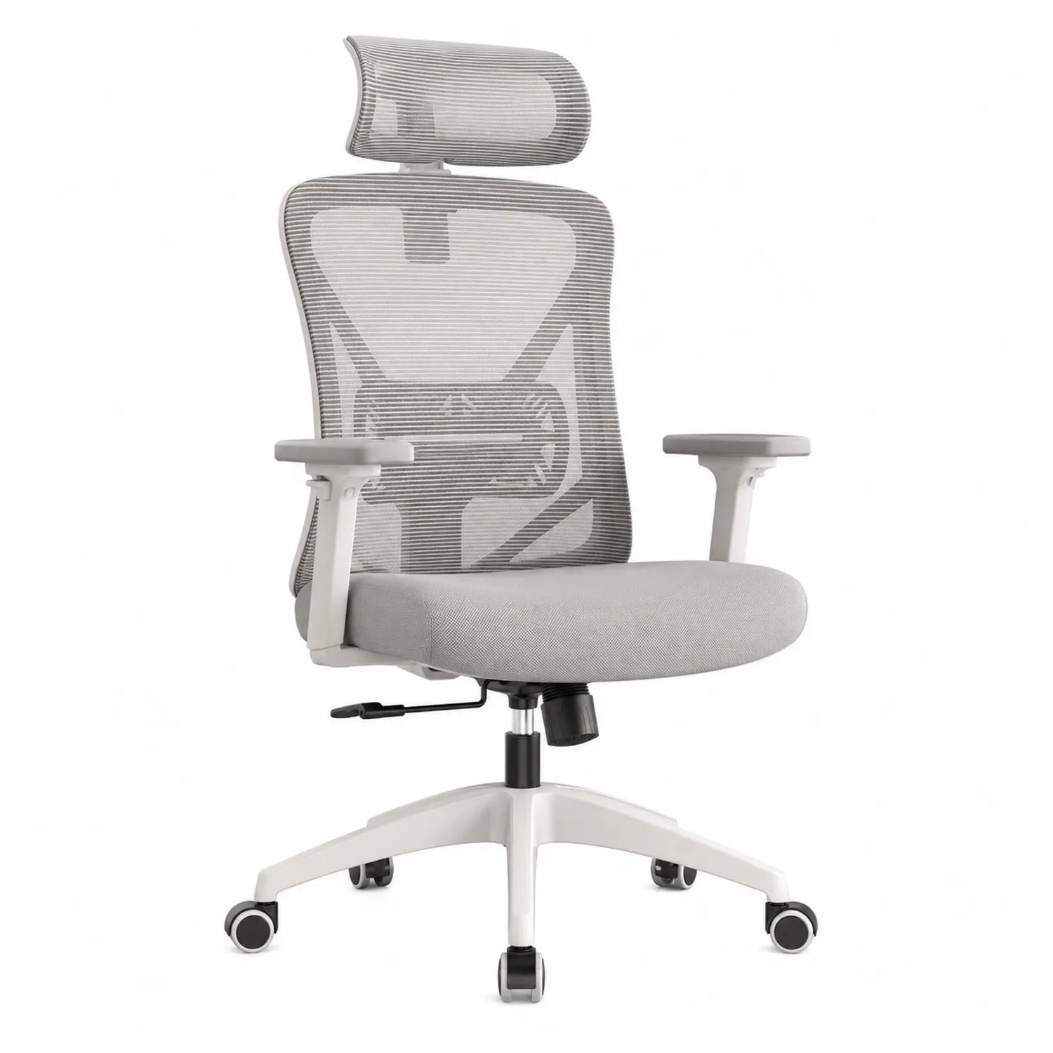 Chaise de bureau ergonomique en maille avec accoudoirs réglables et appui-tête