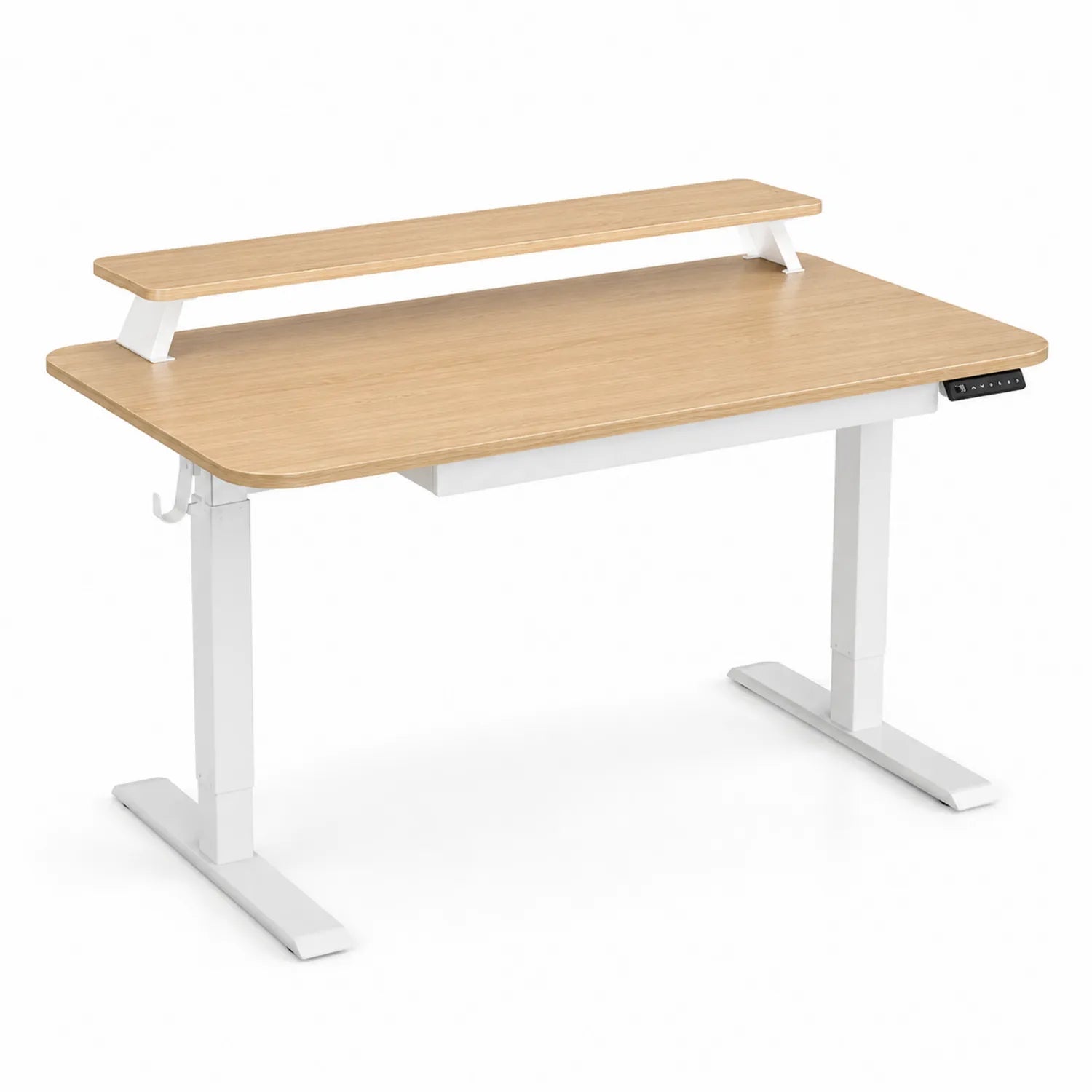 Bureau réglable en hauteur en bois et métal Chêne clair/Blanc